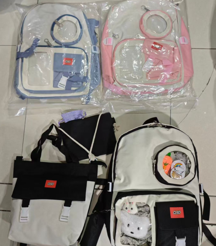 4 Set Backpack For Teenager Girl Waterproof High Capacity School Bags