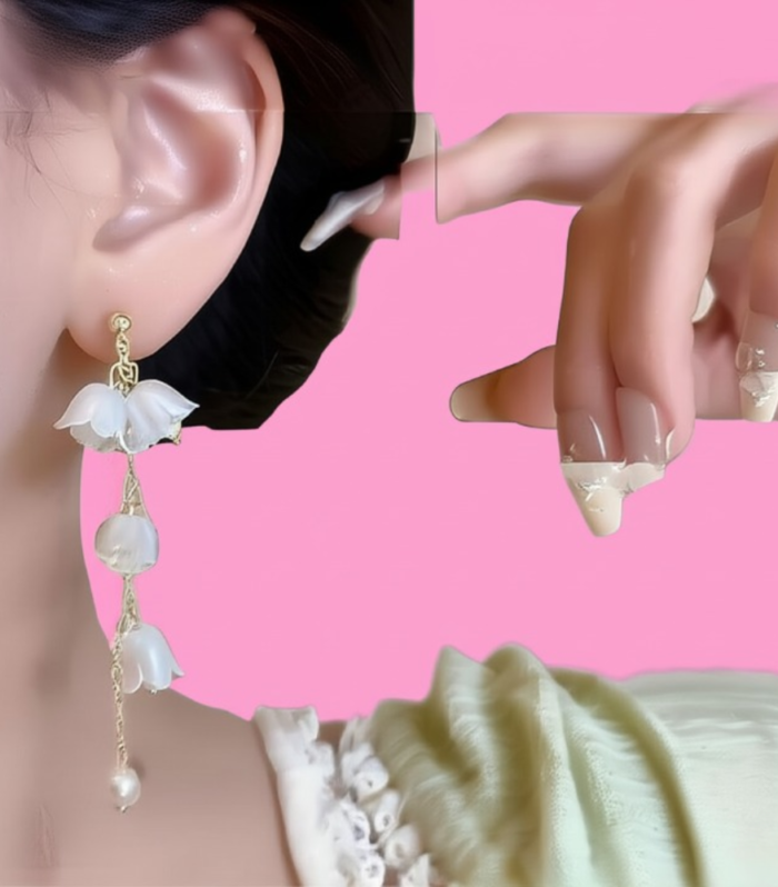Pearl Korean Flower Earrings