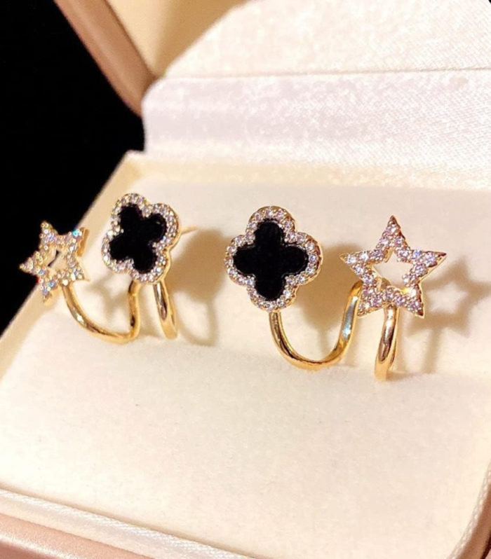 Sparkling Clover Star Earrings