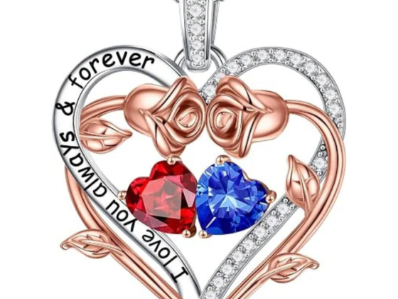 Rose Heart Double Birthstone Necklace
