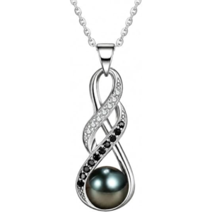 NONNYL Black Pearl Infinity Necklace for Women – Sterling Silver Pendant Gift