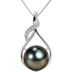 Tahitian Black Pearl Necklace for Women – Sterling Silver Pendant Jewelry Gift